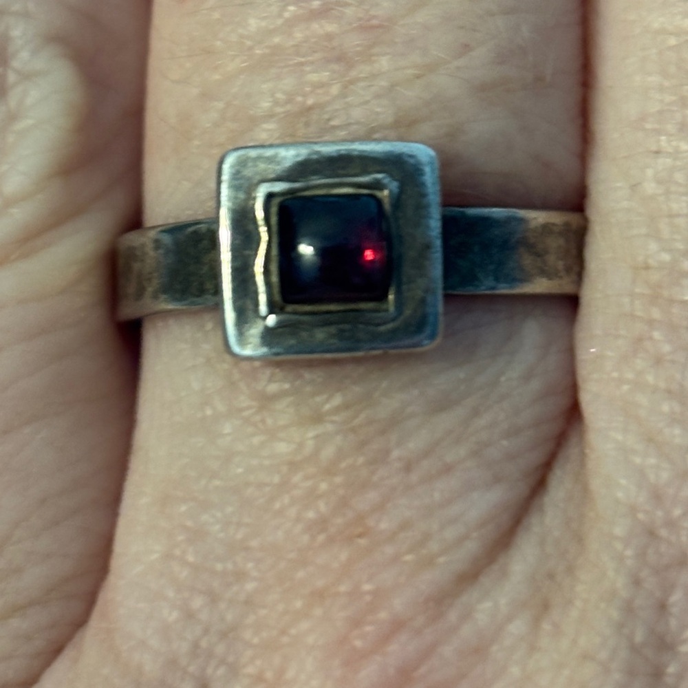 Silpada Sterling Ring with Deep Red Garnet Center